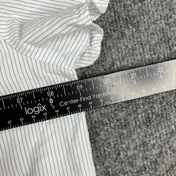 Uniqlo Kids Striped Button-Down Shirt Size 11-12 Blue White Lightweight Top - Picture 4 of 7